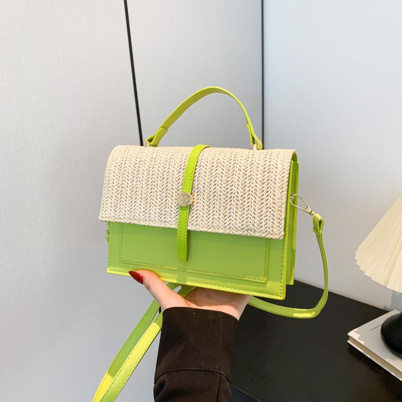 Stylish Pu Woven Shoulder Bag 2024 Summer Trendy Patchwork Small Crossbody For Women