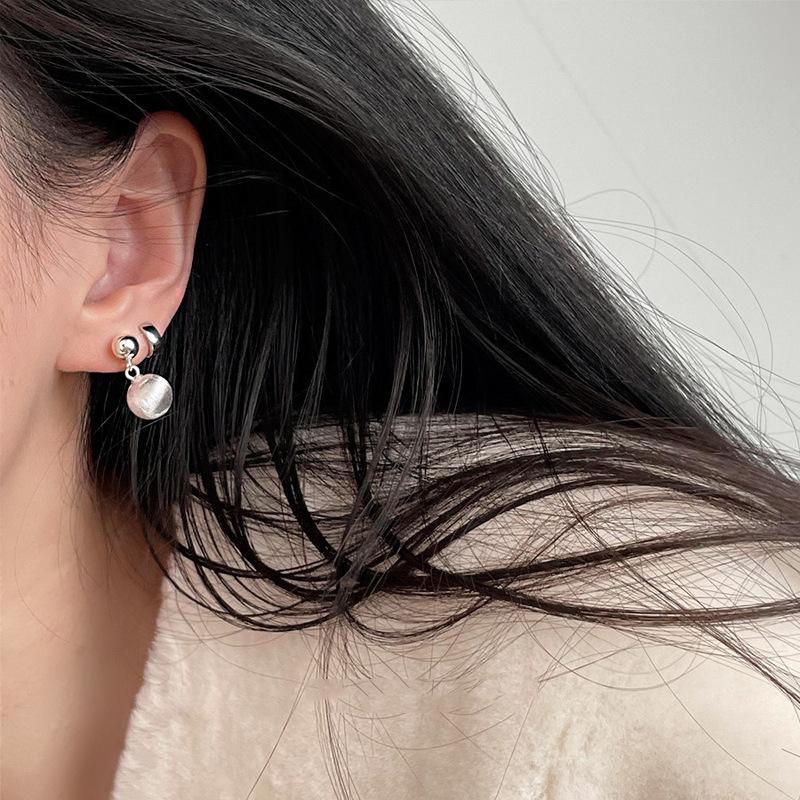 Earrings Frosted Geometric Ball Earrings For Women Exquisite Simple Brushed Large And Small Ball Earrings