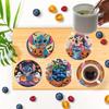 8pcs/Set DIY Diamond Painting Coasters with Holder Anti Slip Wood Drip Mats Crystal Rhinestones Diamond Art Coasters for Adults