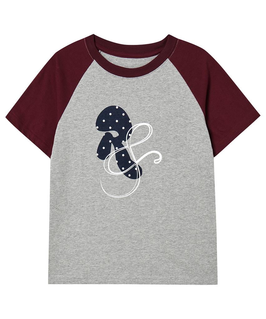 Loginaenloji Rnr Dot Point Ragian T-Shirt Gray-Wine