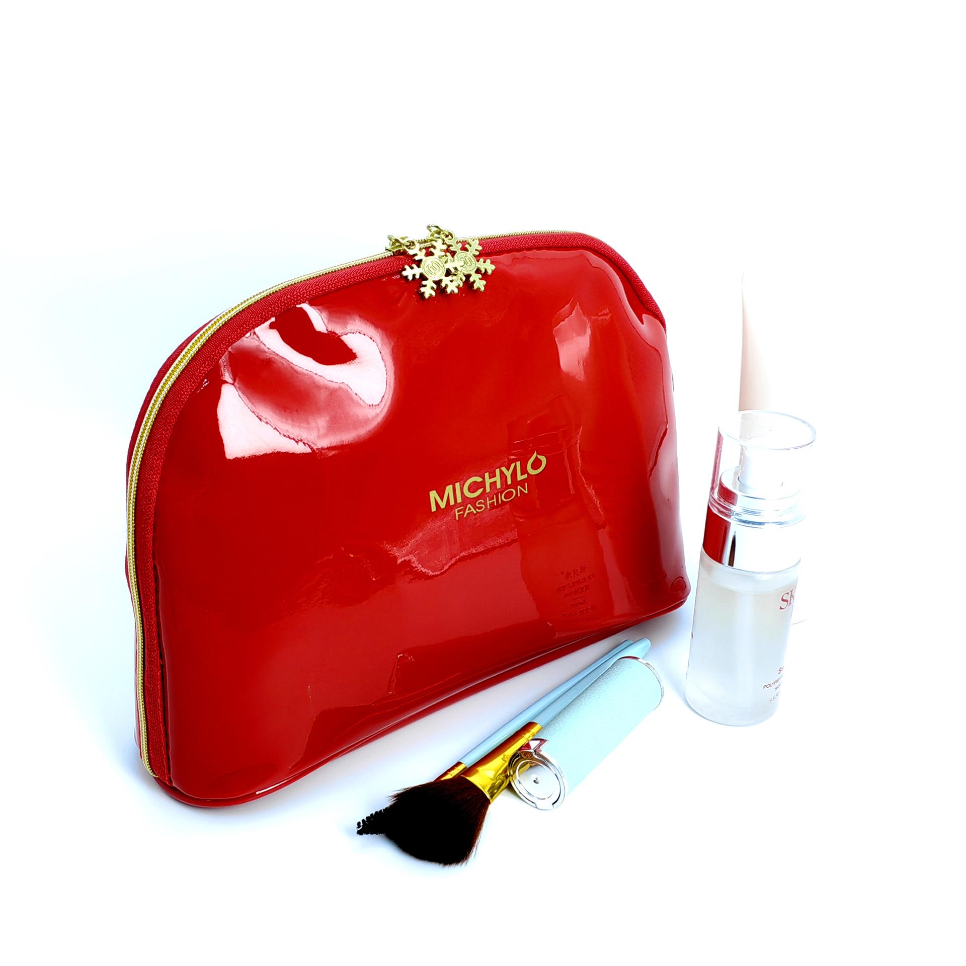 

Элегантный набор из зеркальной кожи и косметички: Три размера для путешествий и свадебных нужд