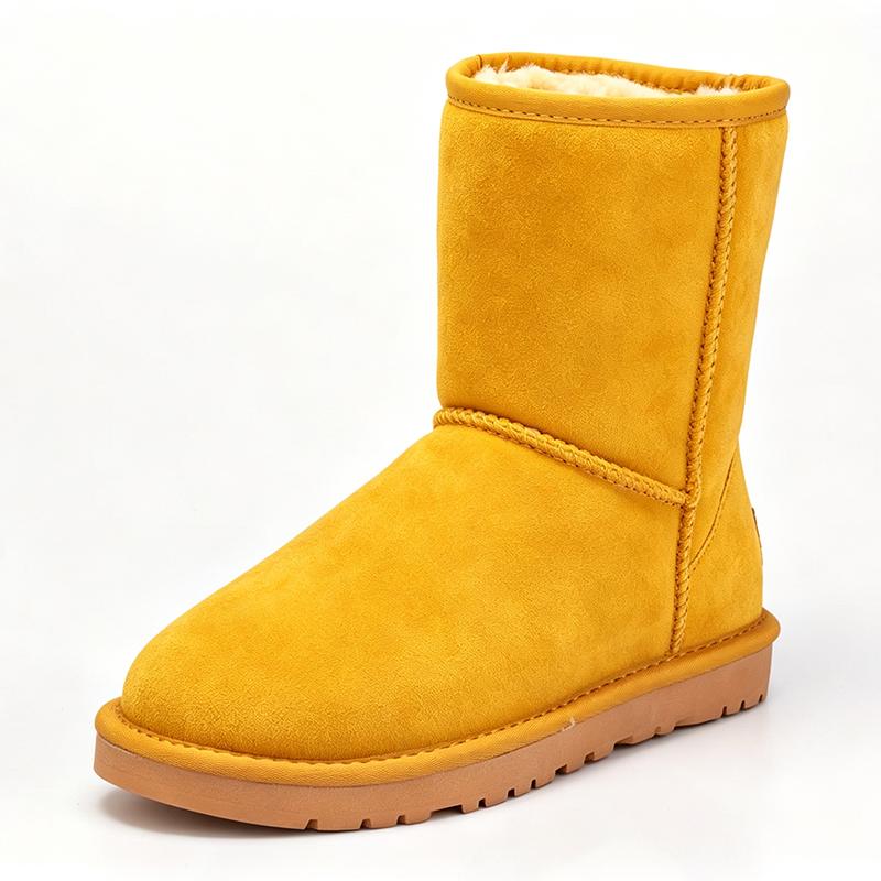 Dames Halfhoge Sneeuwschoenen Koeien Suède Kunstbont Gevoerd Winter Warme Laarzen Antislip Casual Outdoor Botas Mujer 37