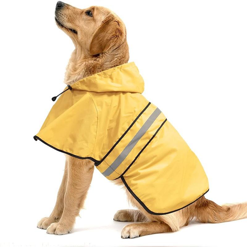 Waterproof Dog Raincoat With Reflective Stripes Small Medium Large Breeds - Yellow Fluorescent Green Blue Pink Red