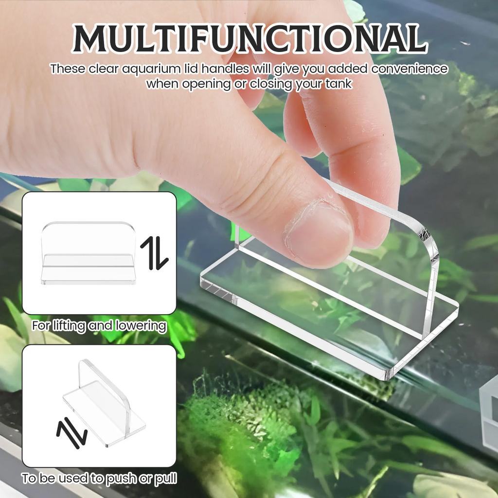 4Pcs Aquarium Lid Handle Acrylic Fish Tank Cover Handle Transparent Fish Tank Lid Handle Adhesive Tank Lid Replacement Fish Tank