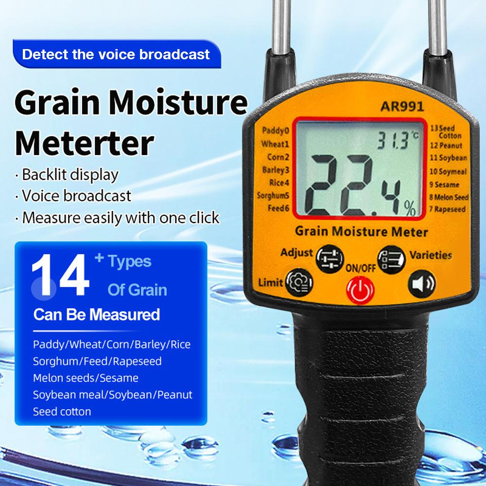 Professional Digital Grain Moisture Meter for Corn Wheat Rice Peanut Grain Sorghum Feed Rapeseed Measurement Moisture Tester