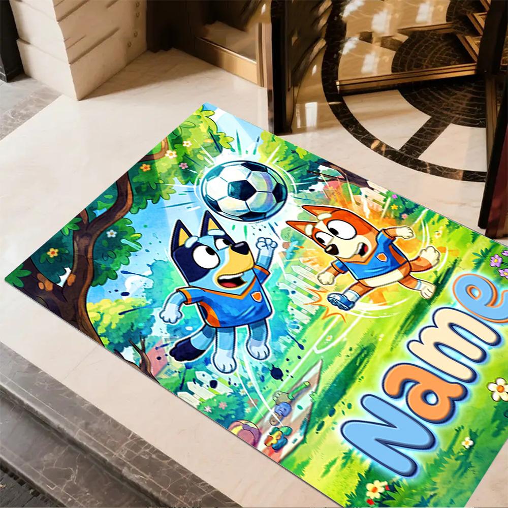 Winter Soccer Fun Personalized Name Floor Rug Office Rug Suitable for Study room Hallway Dining Room Living Rooms Anti-slip Rug Decorate Offices