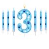 0-9 Blue and White Dog Birthday Candle Cake Top Digital Birthday Candle, Used for Boy and Girl Dog Claw Decoration Candles