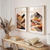 2pcs Frameless Minimalist Desert Landscape,Abstract Beige and Brown Mountain and Cactus Canvas Painting,Modern for Living Room
