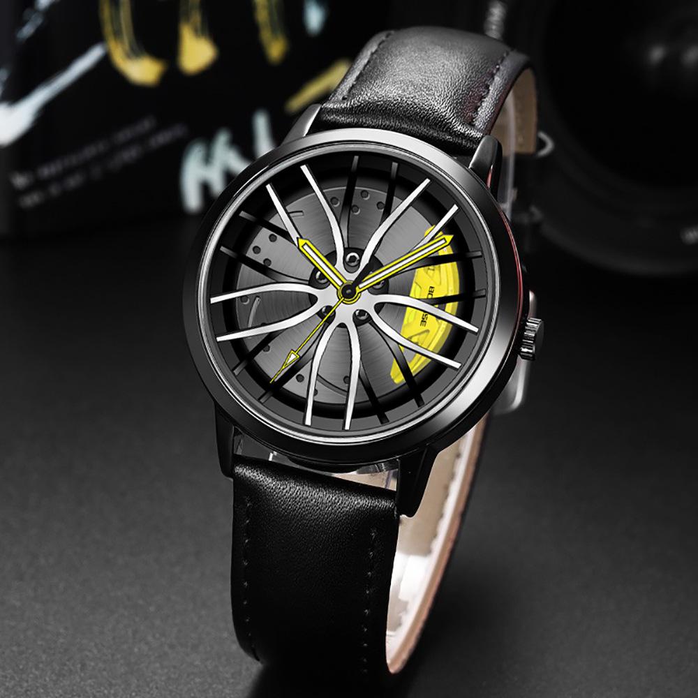 Boruse Caliper Hub Trendy Men'S Belt Watch Student Waterproof Luminous Quartz Watch