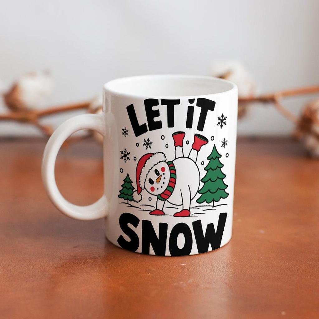 1pc 11oz Blank Ceramic Mug, Double-sided Printed Drink Cup, Solid Ceramic Body, Smooth Interior, Clean White Style for Modern Home Living