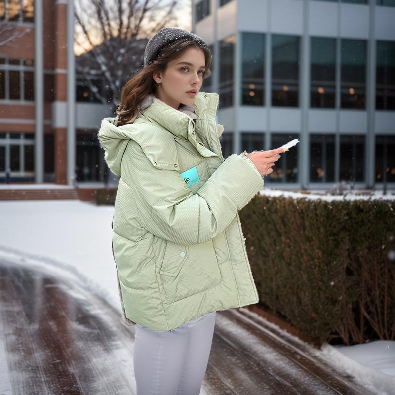 2024 Winter Women's Parkas Coats Tops Female Hooded High Collar Warm Cotton Jacket Thicken Warm Bread Jacket Women's Clothing