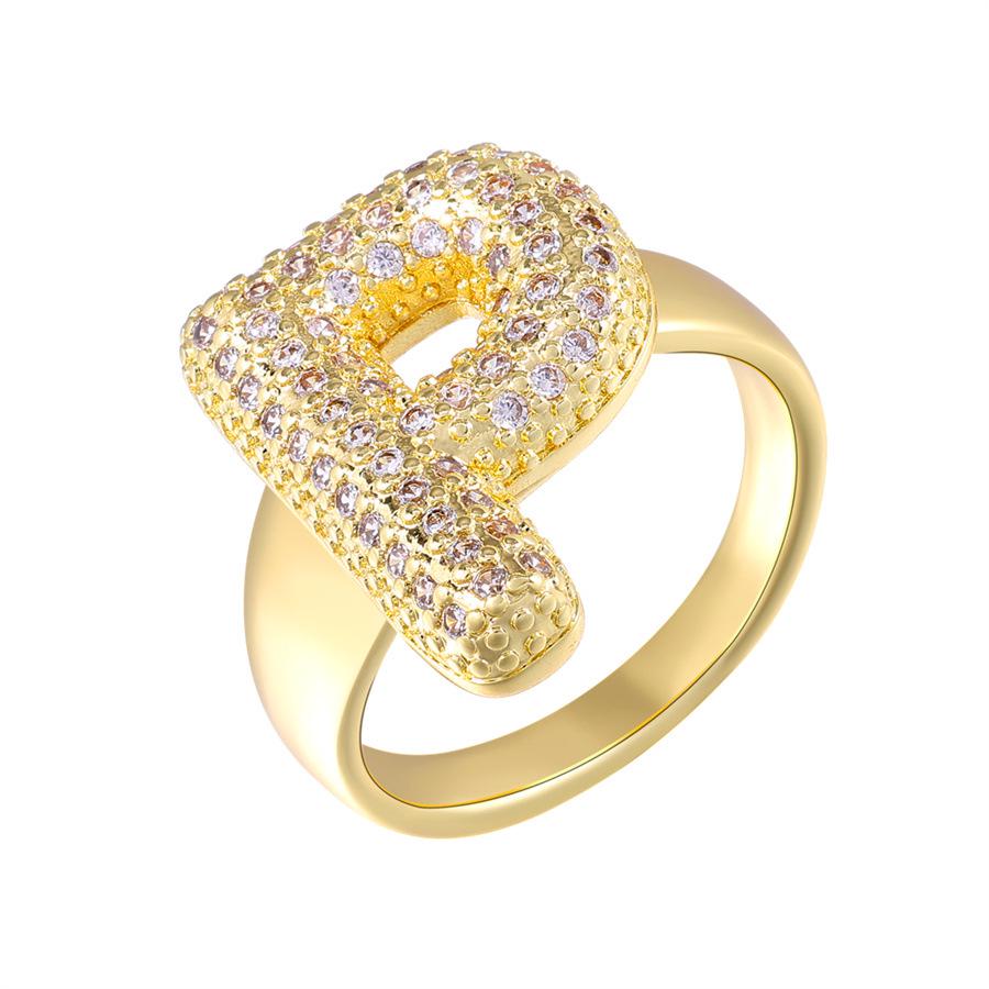 Zirkon Kupfer Mikro-Eingefasst 26-Buchstaben Offener Ring - Europäischer & Amerikanischer Weihnachtsschmuck