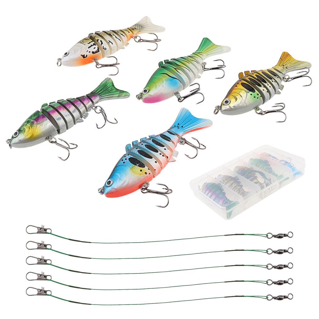 5 Pcs Multi Jointed Slow Sinking Swimbait Lure Pike Fish with Anti-bite Steel Wire 15cm 15g Lifelike Bait