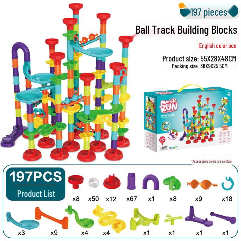 Interchangeable Marble Run Maze Building Set: Cross-Border Catapult Adventure