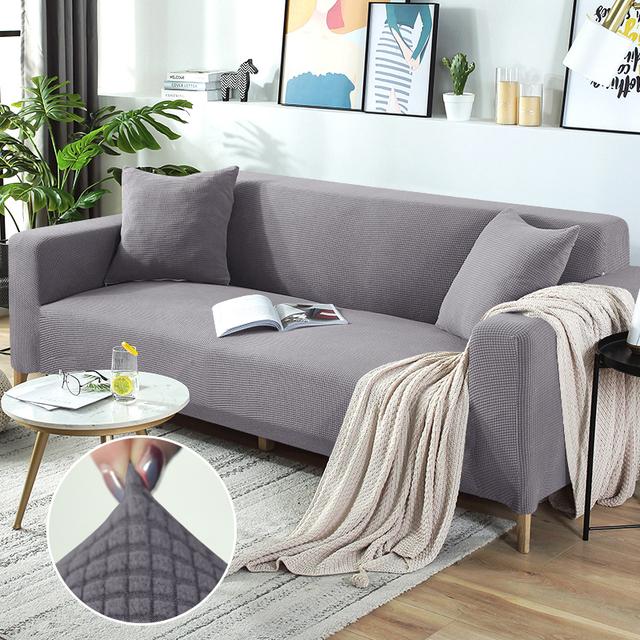 Sitzbezug aus Polarfleece, einfarbig, für Wohnzimmer, elastischer Sofabezug, Eckcouchbezug, Schonbezug, Sofaschutz