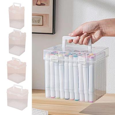 Multi-slot Marker Storage Box Transparent Stationery Storage Case Desk Pen Holder  Students