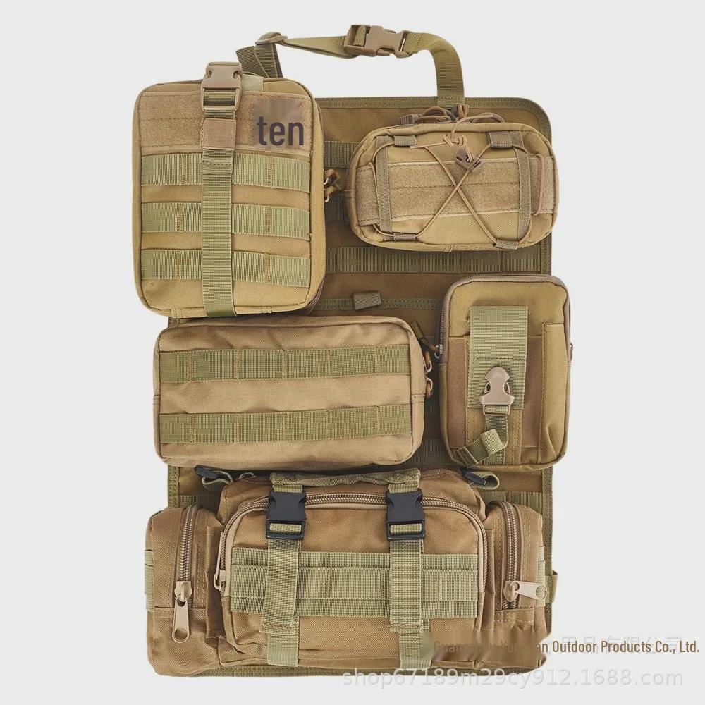Tactical Seat Back Organizer with 5 Soft Pockets - Vehicle Storage Hanger Bag