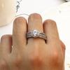 European And American Trend Three -Piece Powder Diamond Ring Female Crystal Vermiculite Hand Ornaments