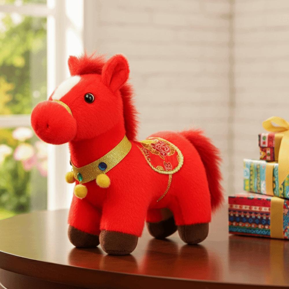 Good Luck 2026 Horse Plush Doll Mascot Dolls Zodiac Pony Figurine Stuffed Horse Toy  Birthday Gift