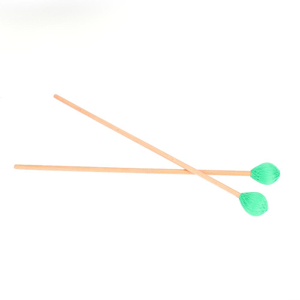 1 Pair Wool Head Keyboard Marimba Mallets with Beech Handles for Intermediate Player(Green)