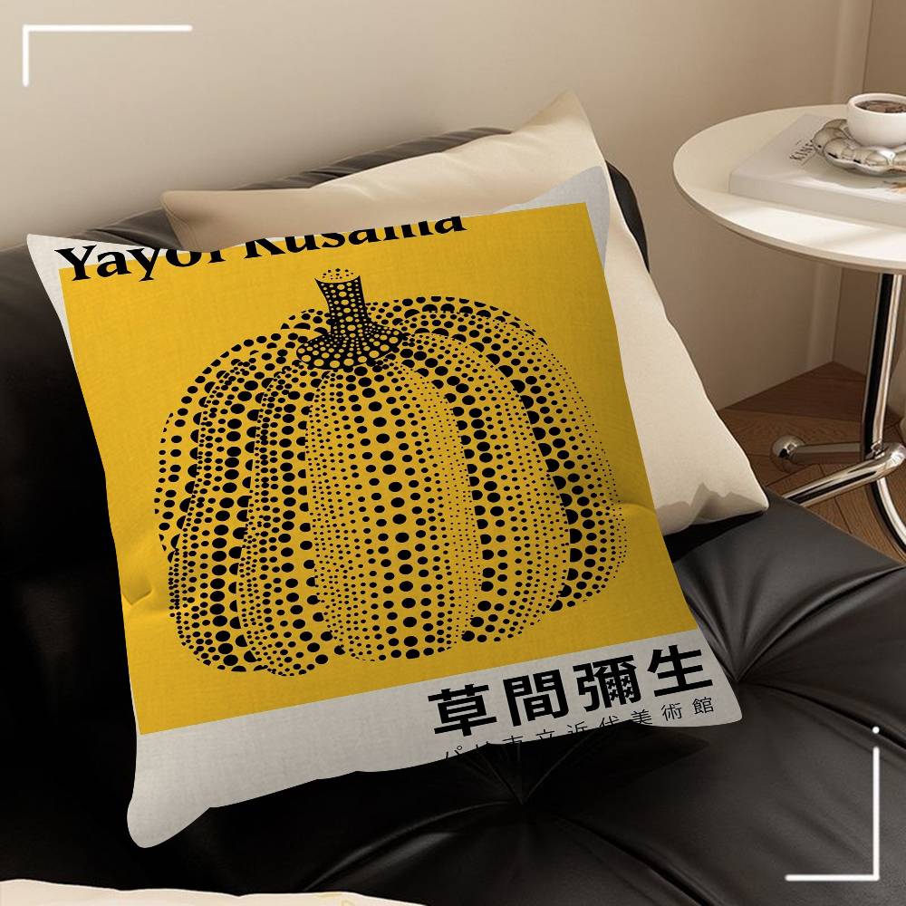 Yayoi Kusama Kunstausstellung Kürbisblumenkissen Anime-Kissen Sofabett Kopfkissenbezug Kissenbezug 45x45 cm Mode