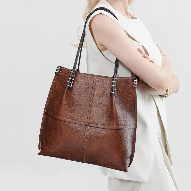 Tote Bag, Simple And Fashionable Shoulder Bag, Retro Commuter Bag, Large-Capacity Women'S Bag.