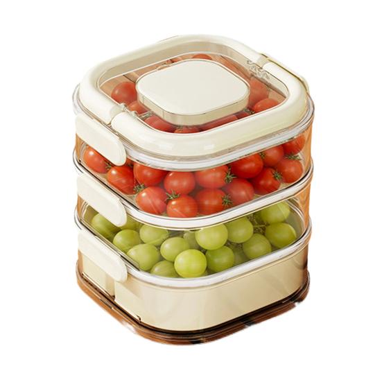 Fruit Storage Box Leak-Proof Sealed Multi-layer Food Container with Partition And Top Storage Portable Lunchbox for Kitchen Outdoor Camping