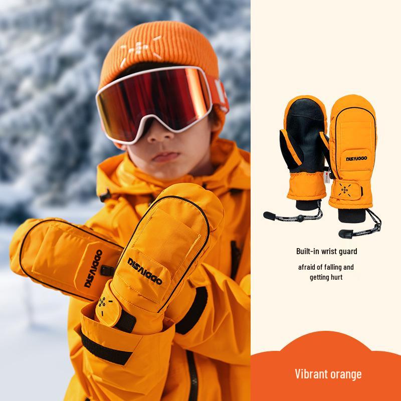 Oddivski Kids  Ski Gloves with Wrist Guard, Touchscreen Compatible, 3L Waterproof, Wear-resistant, Warm Snowboard Mittens. Small