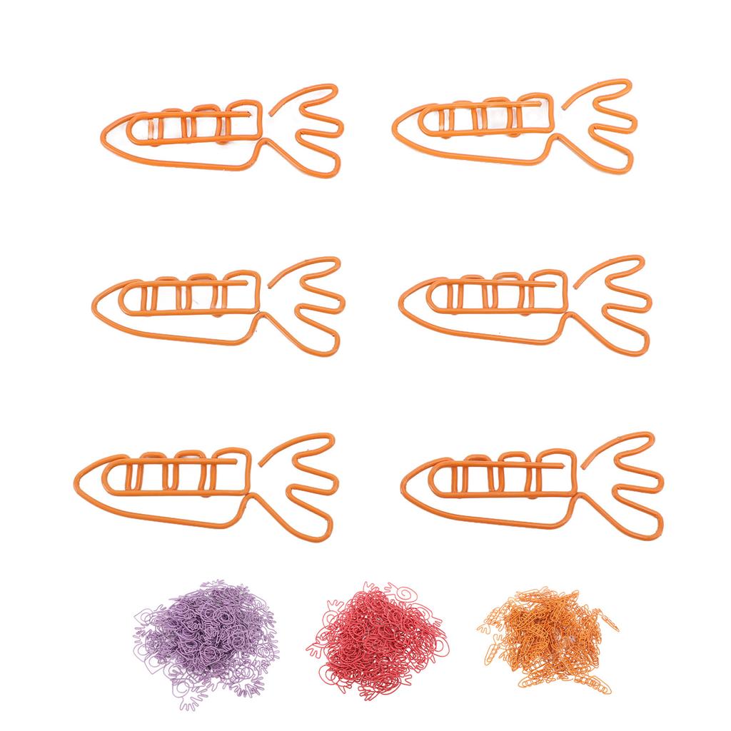 100Pcs Carrot Paper Clips Carrot Shape Strong Metal Anti Slip Rustproof Cute Paper Clips for Documen