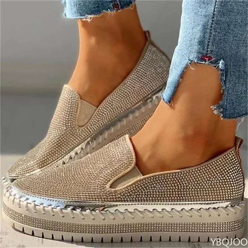 Thick Soled Women's Shoes Spring New Casual Rhinestone Decoration Versatile Sports One Foot Casual Shoes Zapatos Mujer Sneaker