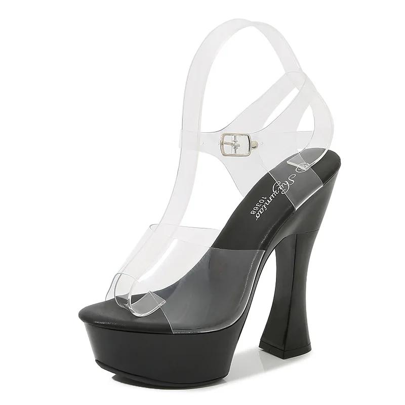 Móda Průhledné PVC Dámské Sandály na Vysokém Podpatku Sexy Transparentní Křišťálové Párty Dámské Boty Svatba Nevěsta Průhledné Podpatky Boty pro Ženy