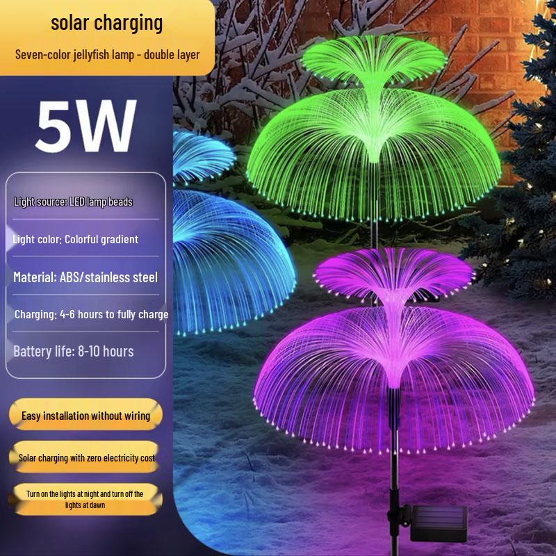 Outdoor Color-Changing LED Jellyfish Garden Lights with Solar Fiber Optics