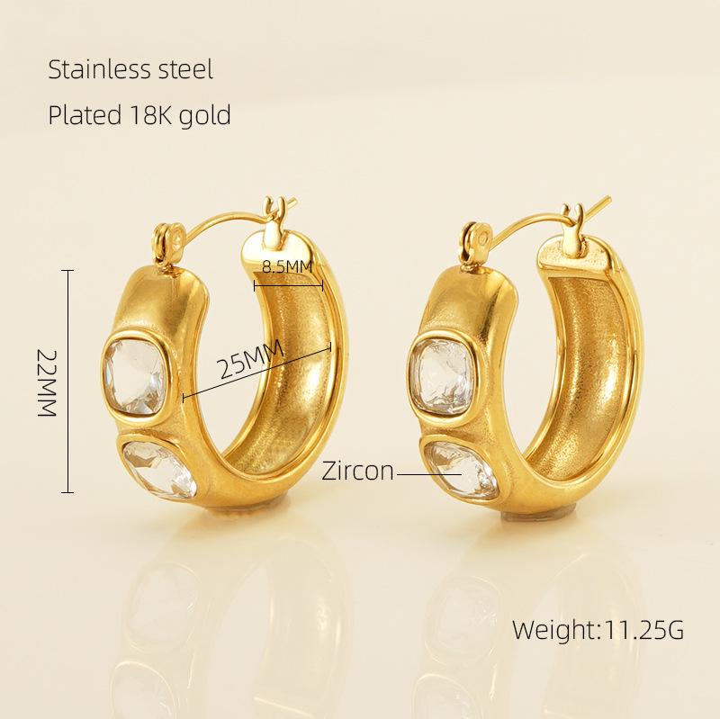 18K Gold-Plated Zircon Earrings: Elegant, Fashionable, and Versatile