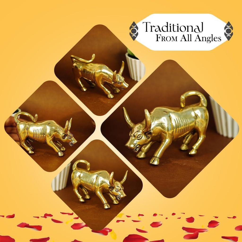 100% Pure Brass Bull Show Pieces for Home Decor Living Room Decorative Items | Showpieces Gift Items for Home Decoration