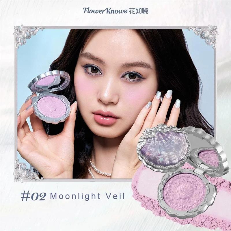 

Flower Knows Shells Jewel Silk Satin Blush Long Lasting Highly Pigmented Smooth Velvet Finish Lightweight Face Cheek Makeup лаванда рожевий колір