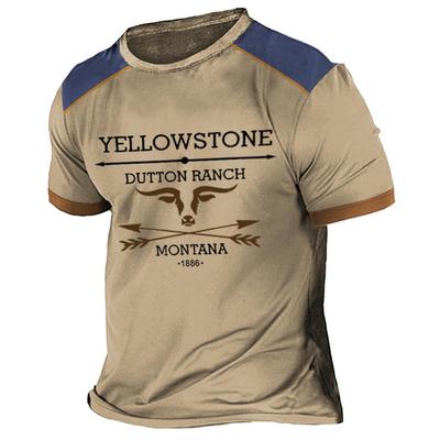 T-shirt da uomo vintage T-shirt con stampa 3D del Parco nazionale di Yellowstone T-shirt oversize a maniche corte T-shirt streetwear da esterno