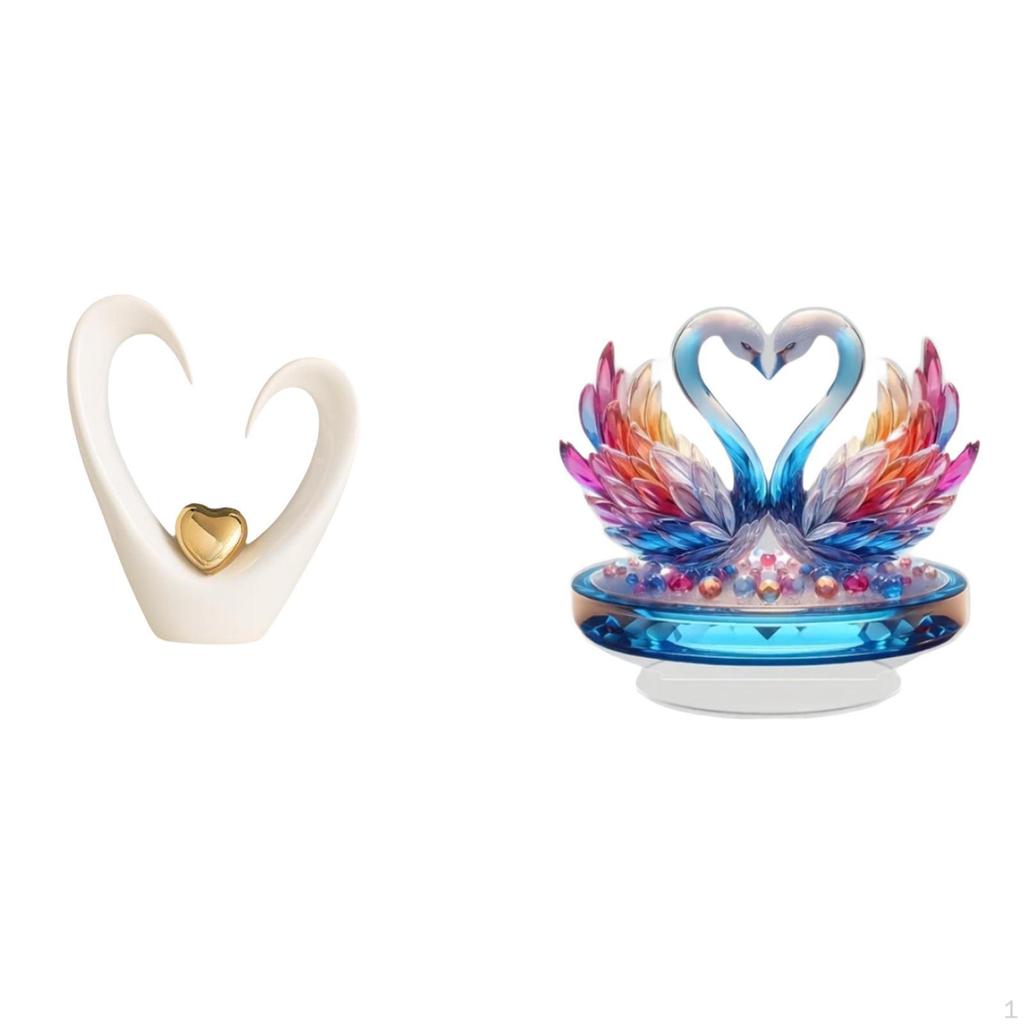 Heart Swan Sculpture Minimalist Modern Desktop Ornament Collectible Decorative Figurine Statue for