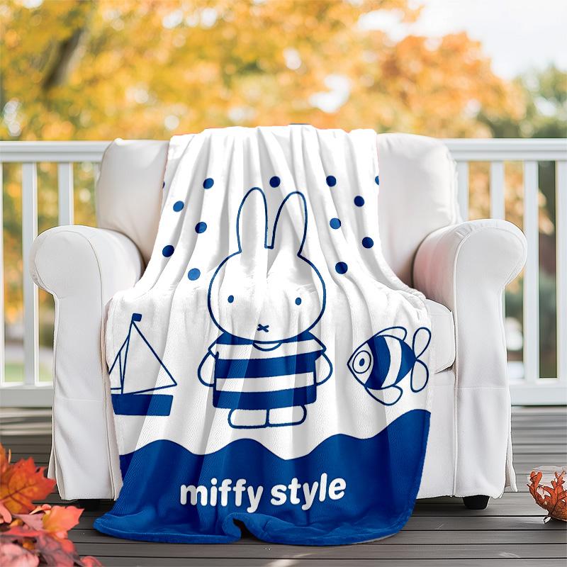 1pc Miffy4 Theme Blanket - Digital Print, Polyester, Cozy for All Seasons, Perfect for Outdoor, Camping, and Travel