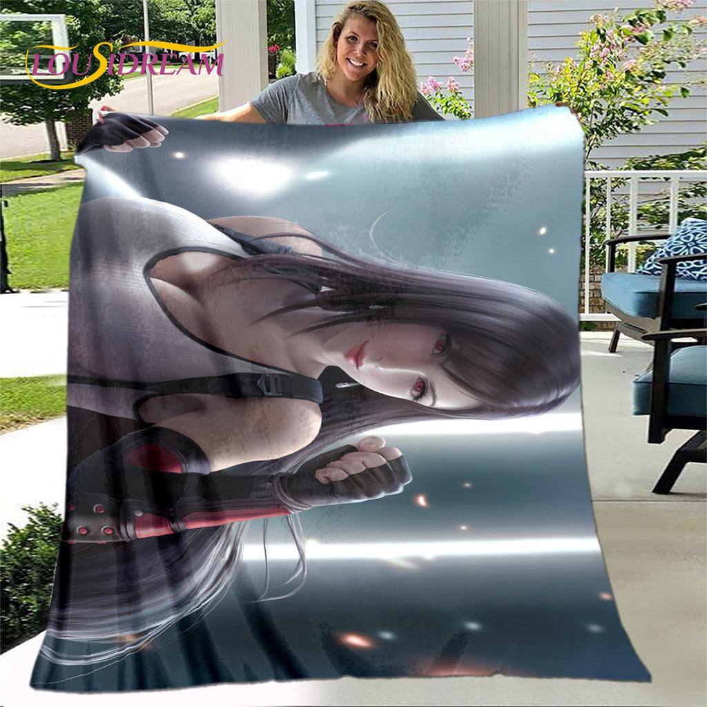 Tifa Aerith Sexy Girl Lace Anime Soft Plush Blanket,Flannel Blanket Throw Blanket for Living Room Bedroom Bed Sofa Picnic Cover