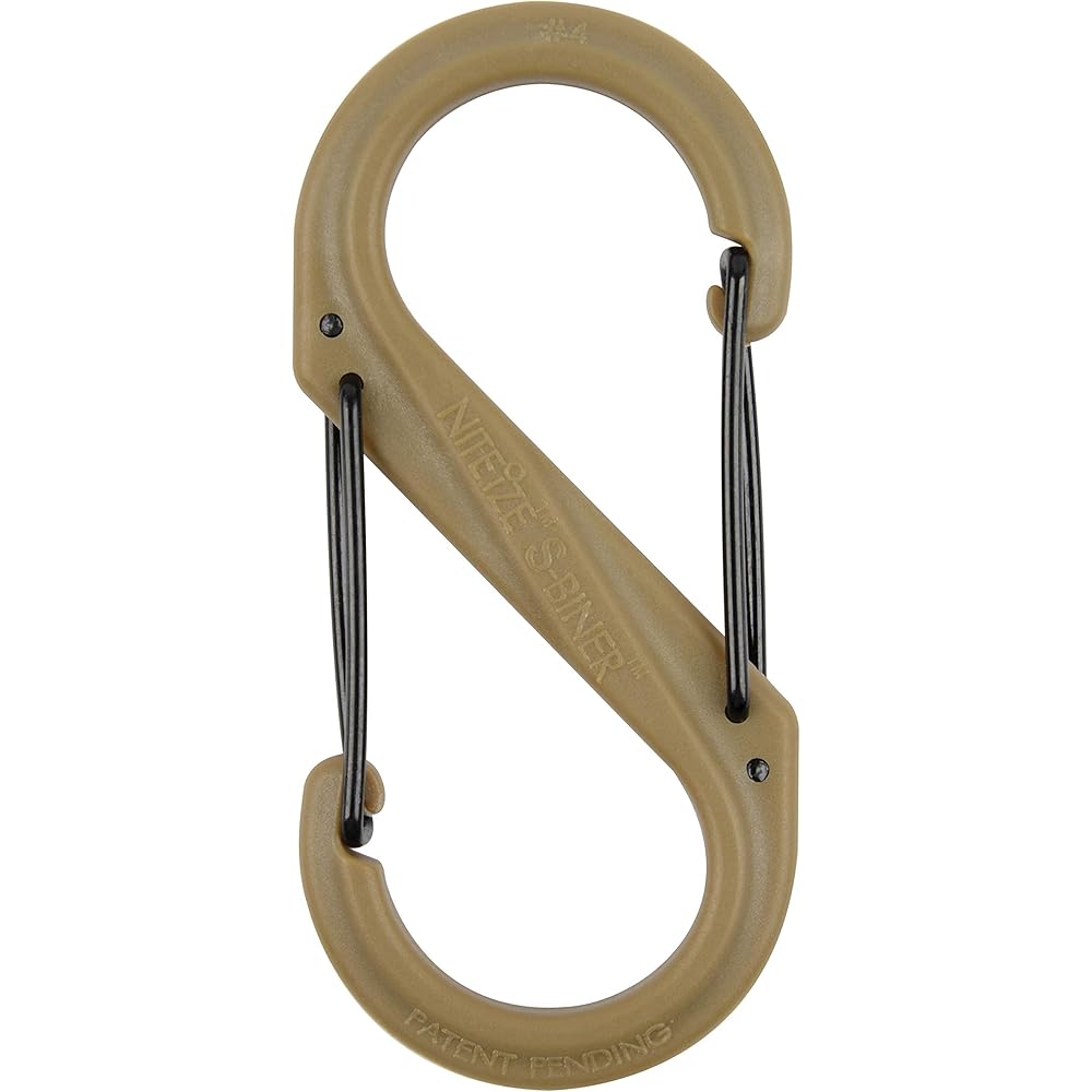Nite Ize S-Biner Plastic Carabiner #4 Black/Coyote 4-inch Multi-Use Clip