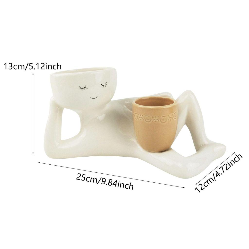 Side Lying Figure Planter Desktop Ornament for Small Plants Resin Plant Pot for Indoor/Outdoor Entrance Yard Balcony Living Room