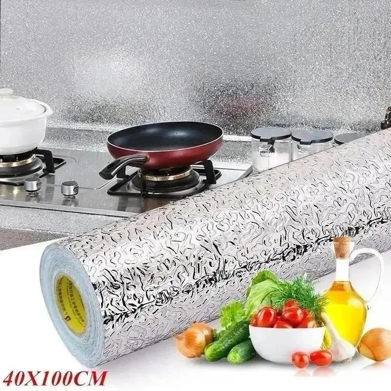 

New High Temperature Self-adhesive Wall Sticker 40*100cm Kitchen Stove Aluminum Foil Oil-proof Waterproof Stickers Antifouling 40x100