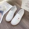2025 Women's Versatile Soft Sole Flat Nurse Shoes - White Leather for Spring & Autumn