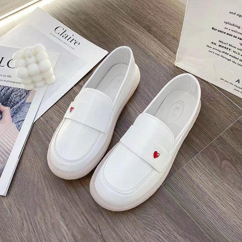 2025 Women's Versatile Soft Sole Flat Nurse Shoes - White Leather for Spring & Autumn