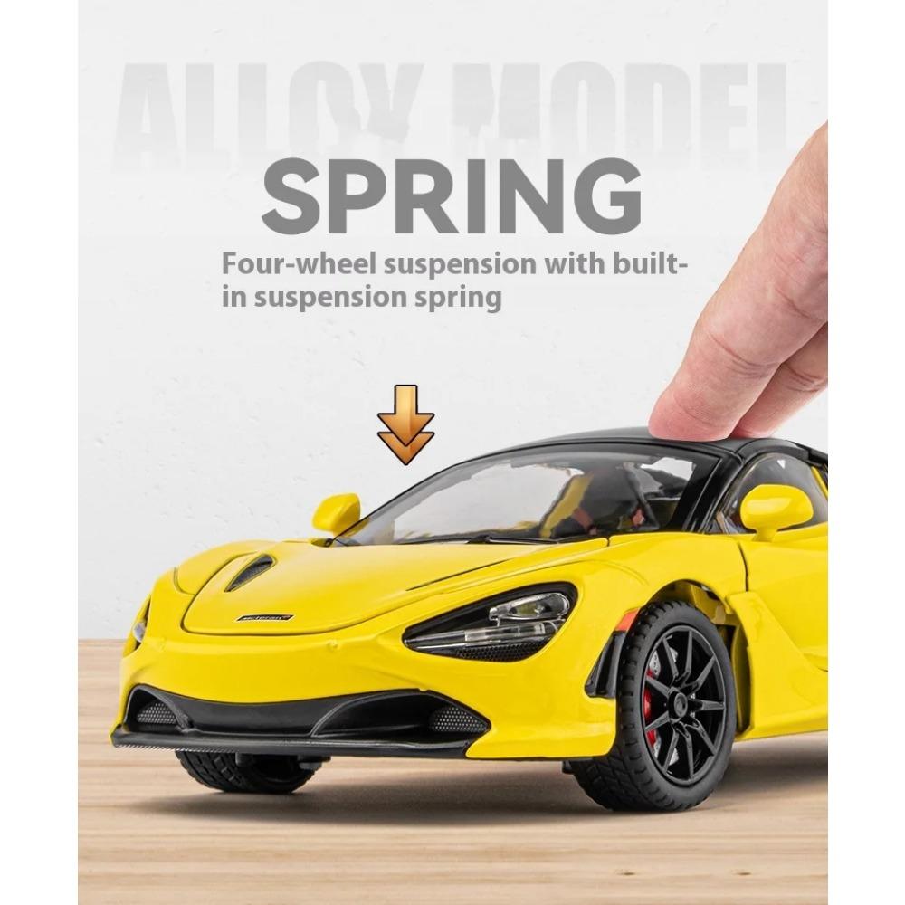 1/24 Mclaren 720S Alloy Sports Car Model with Four Wheels and Shock Absorption Function, Suitable As A Holiday Gift for Children