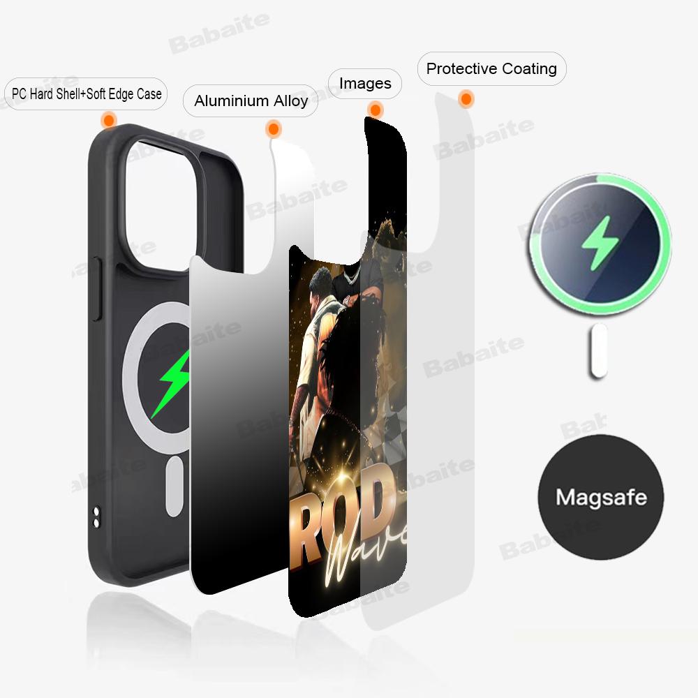 Rod Wave Rapper Cool Man Phone Case Magnetic Case For IPhone 16 14 13 12 11 15 Pro Max Plus For Magsafe Wireless Charge Cover
