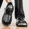 Men Platform Derby Shoes British Style Casual Genuine Leather Shoes Personalized Metal Design Fashion Thick Sole Footwear 39-44