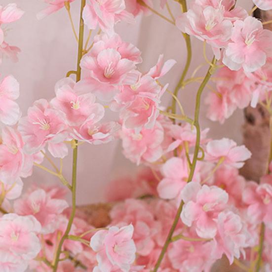 Artificial Cherry Blossom Fresh-keeping 135 Flower Head Faux Silk Flower Wall Hanging Artificial Rose Vine for Wedding