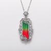 Silver Plated Marquise Cut Gradient CZ Pendant Necklace, Ornate Floral Vintage Cable Chain Necklace for Women