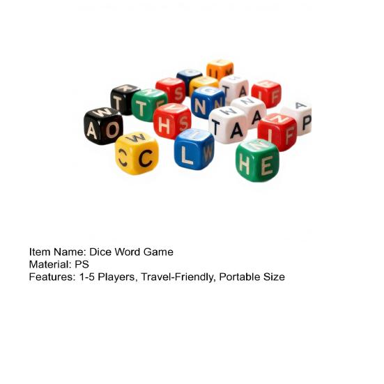60Pcs/Set Dice Word Game Brain Exercise Scrambled Crossword Dice Game 1-5 Players Travel-Friendly Dice Board Game